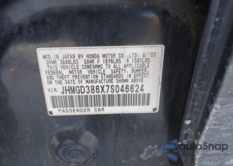 2007 Honda Fit Sport from USA, damaged, VIN JHMGD386X7S046624